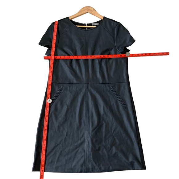 Preloved Oasis Pleather Black Front Zip Back Dress Size UK 14 - Picture 11 of 13